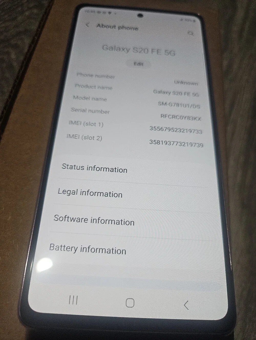 Samsung Galaxy S20 FE 5G with Black USB-C Cable